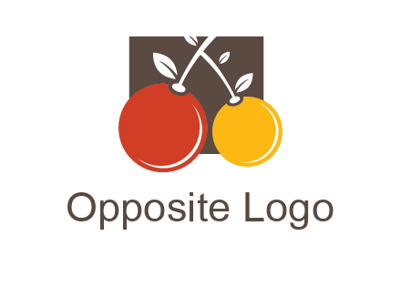 cherries with leaves in a square food logo icon