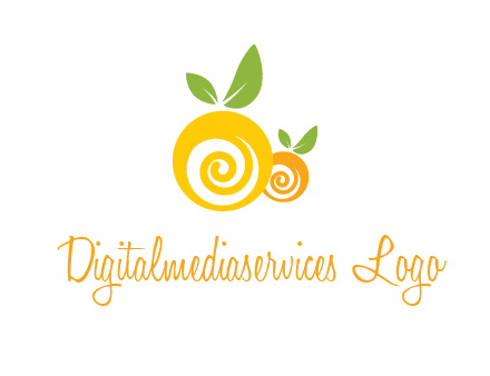 korus in oranges with leaves food logo