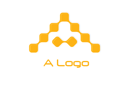 letter a made of technology squares logo