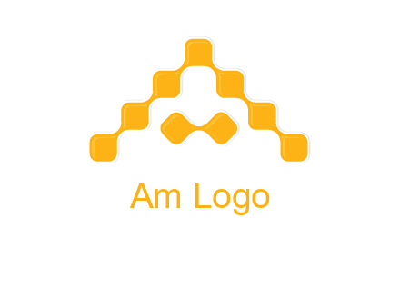letter a made of technology squares logo