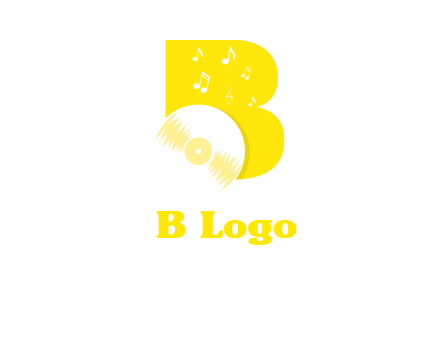 disk incorporated with letter b with music notes logo