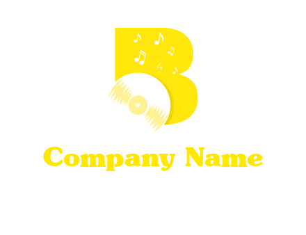 disk incorporated with letter b with music notes logo