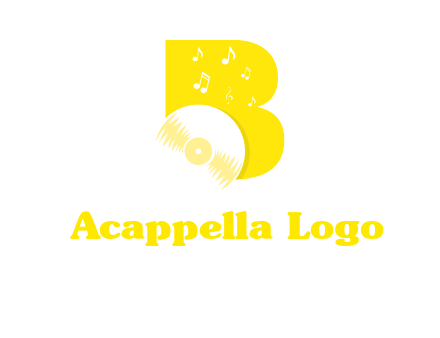 disk incorporated with letter b with music notes logo
