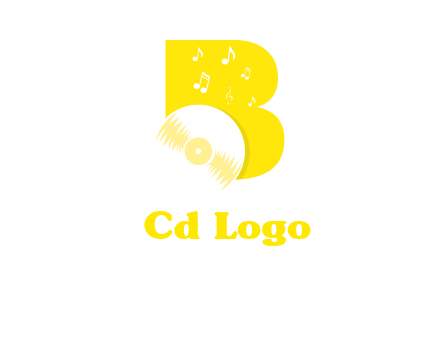 disk incorporated with letter b with music notes logo