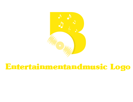 disk incorporated with letter b with music notes logo