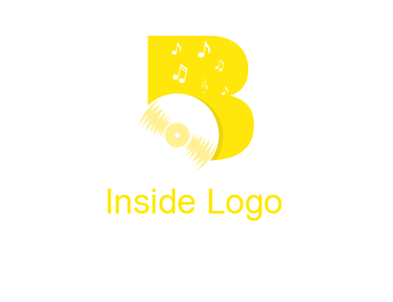 disk incorporated with letter b with music notes logo