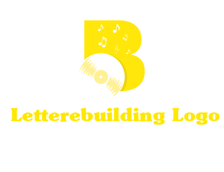 disk incorporated with letter b with music notes logo