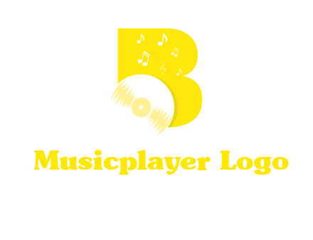 disk incorporated with letter b with music notes logo