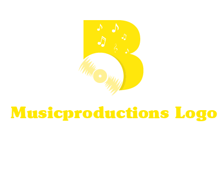 disk incorporated with letter b with music notes logo