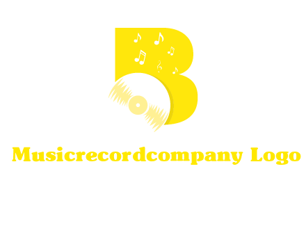 disk incorporated with letter b with music notes logo