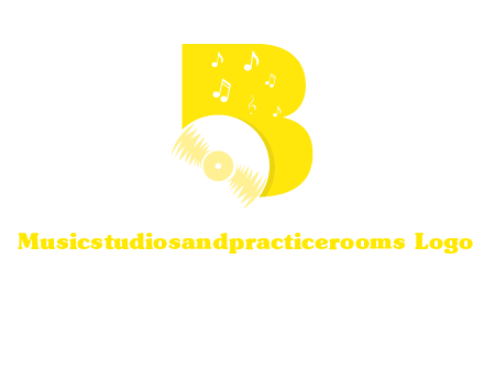 disk incorporated with letter b with music notes logo