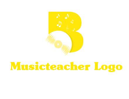 disk incorporated with letter b with music notes logo