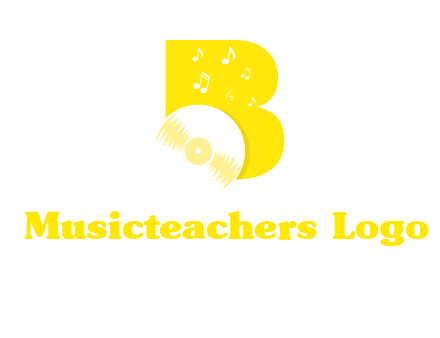 disk incorporated with letter b with music notes logo
