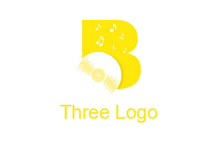 disk incorporated with letter b with music notes logo