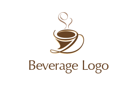 fancy abstract coffee cup with steam beverage logo