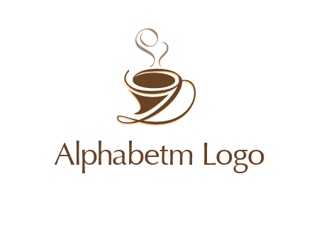 fancy abstract coffee cup with steam beverage logo