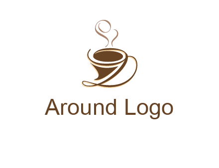 fancy abstract coffee cup with steam beverage logo