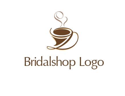 fancy abstract coffee cup with steam beverage logo