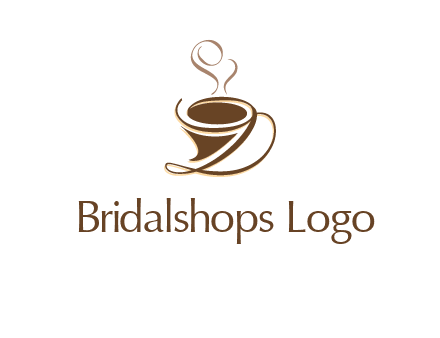 fancy abstract coffee cup with steam beverage logo