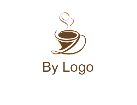 fancy abstract coffee cup with steam beverage logo
