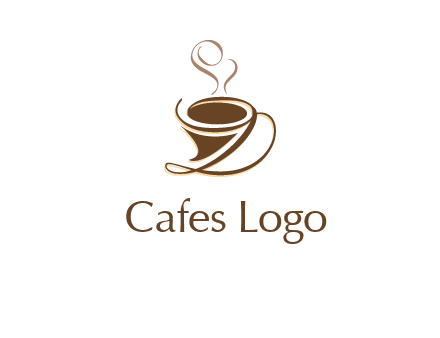 fancy abstract coffee cup with steam beverage logo
