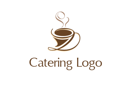 fancy abstract coffee cup with steam beverage logo