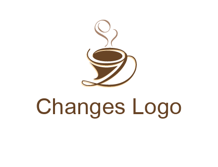 fancy abstract coffee cup with steam beverage logo