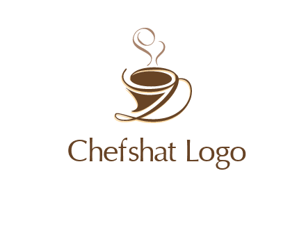 fancy abstract coffee cup with steam beverage logo