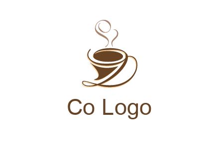 fancy abstract coffee cup with steam beverage logo