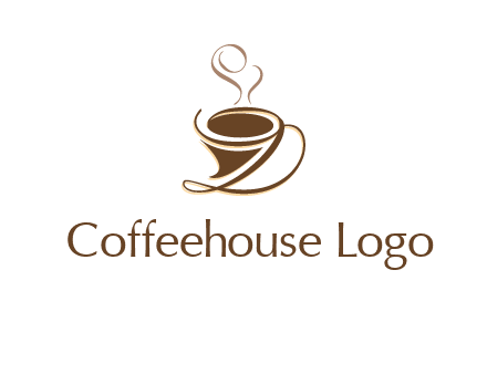 fancy abstract coffee cup with steam beverage logo