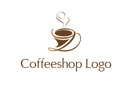 fancy abstract coffee cup with steam beverage logo