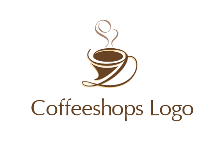 fancy abstract coffee cup with steam beverage logo
