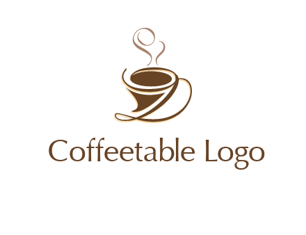 fancy abstract coffee cup with steam beverage logo