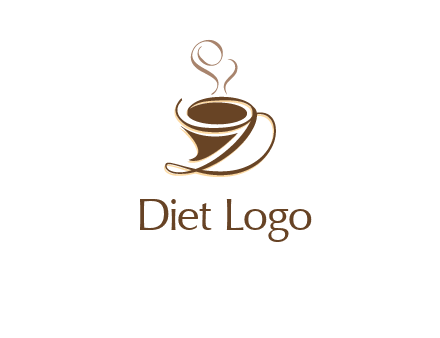 fancy abstract coffee cup with steam beverage logo