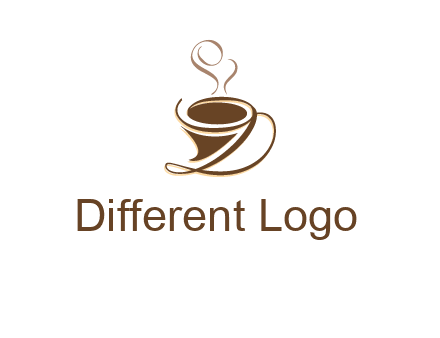 fancy abstract coffee cup with steam beverage logo