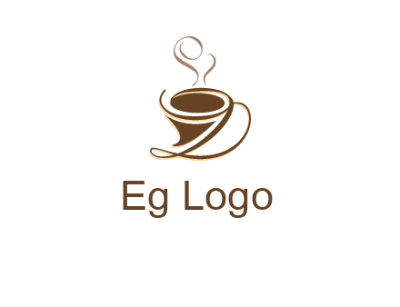 fancy abstract coffee cup with steam beverage logo
