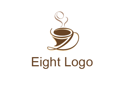 fancy abstract coffee cup with steam beverage logo