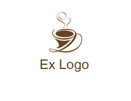 fancy abstract coffee cup with steam beverage logo
