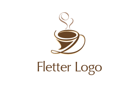 fancy abstract coffee cup with steam beverage logo