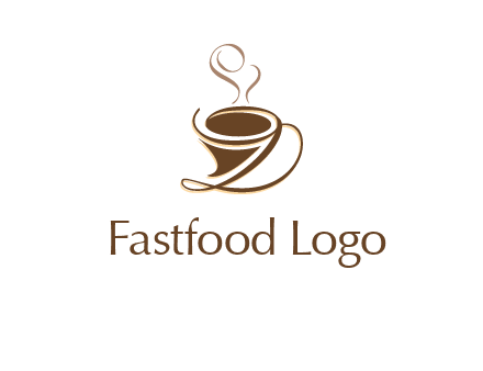 fancy abstract coffee cup with steam beverage logo