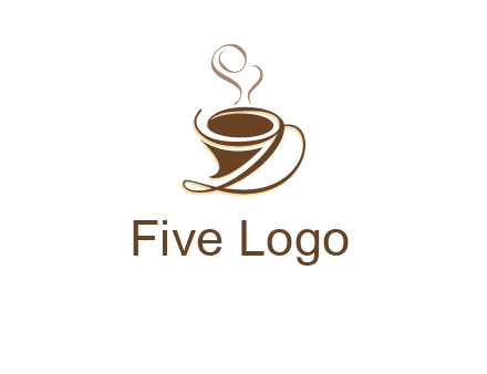 fancy abstract coffee cup with steam beverage logo
