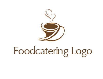 fancy abstract coffee cup with steam beverage logo