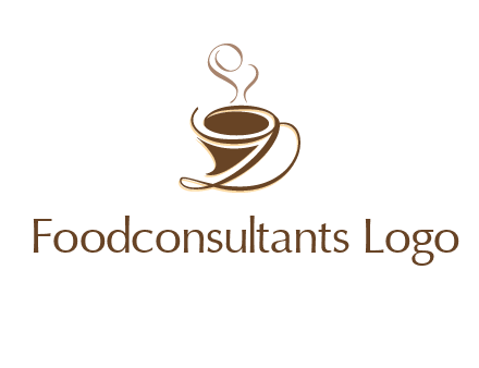 fancy abstract coffee cup with steam beverage logo