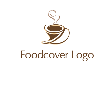 fancy abstract coffee cup with steam beverage logo