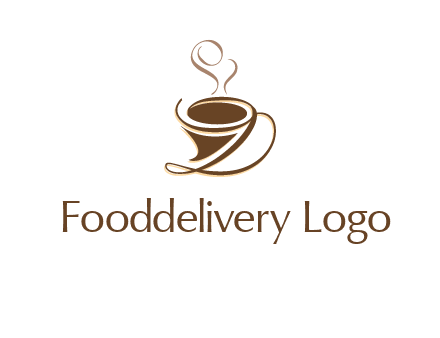 fancy abstract coffee cup with steam beverage logo