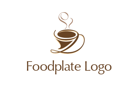fancy abstract coffee cup with steam beverage logo