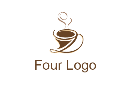 fancy abstract coffee cup with steam beverage logo