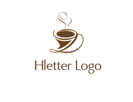 fancy abstract coffee cup with steam beverage logo