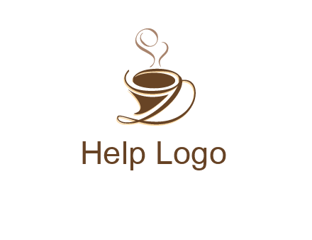 fancy abstract coffee cup with steam beverage logo