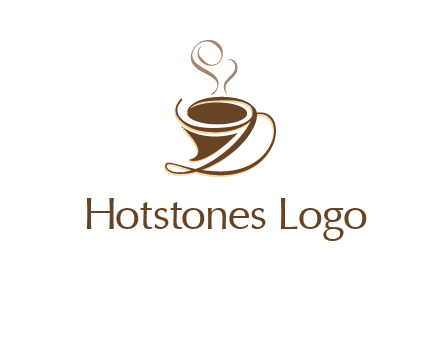 fancy abstract coffee cup with steam beverage logo